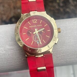 Red & Gold Color Michael Kors Watch